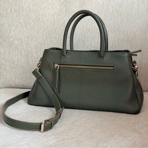Olive Green Leather Satchel Crossbody Bag